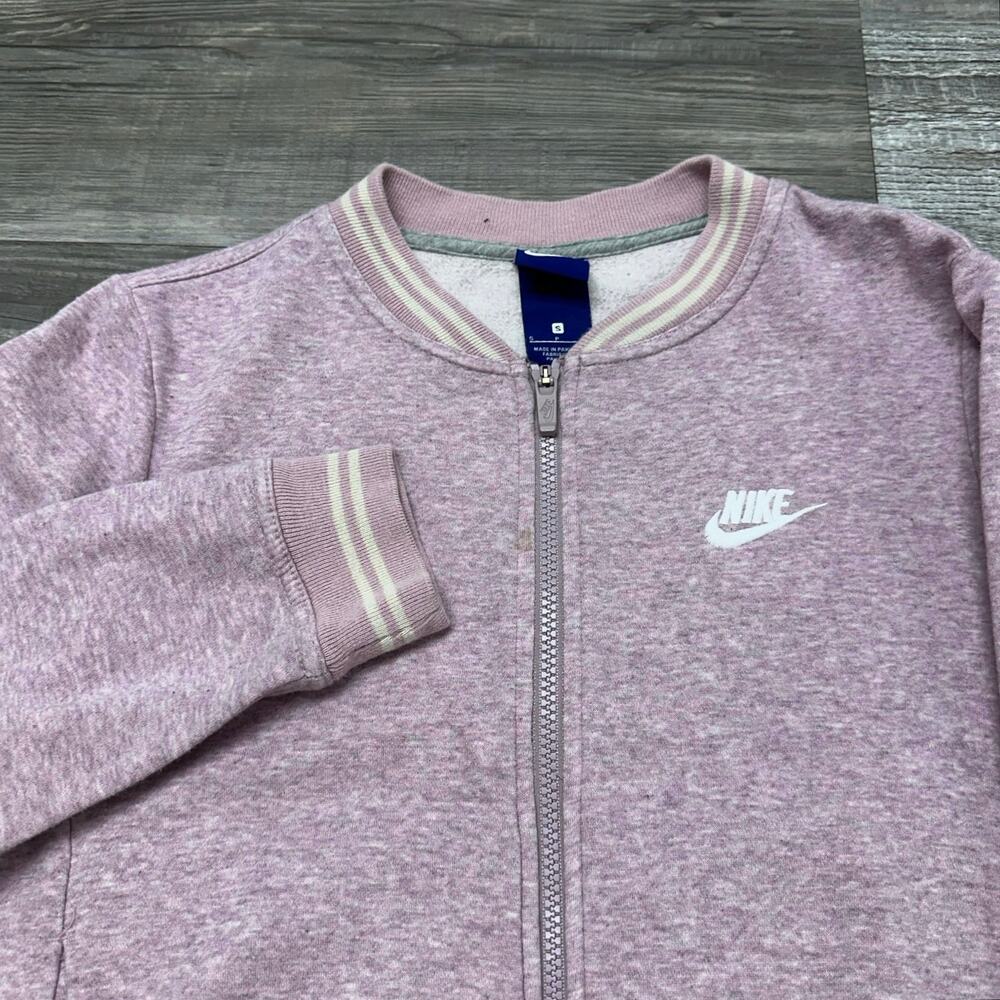 Nike Heather Purple White Womens S Swoosh Back Hit Cropped Varsity Track‎ Jacket